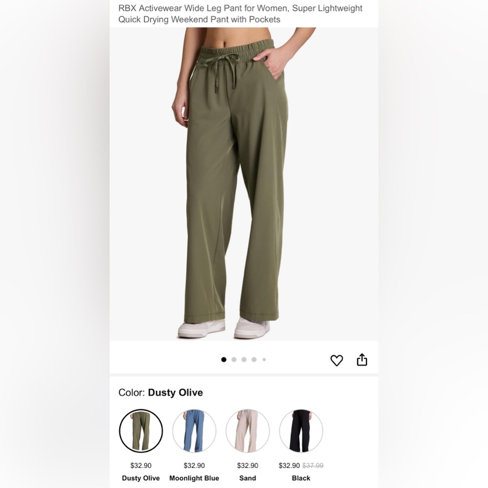 RBX Women's Dusty Olive Wide Leg Pants